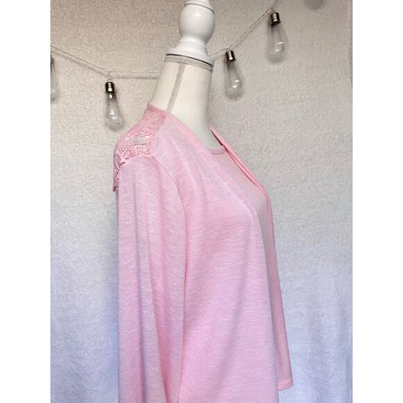 Time and Tru Pink Cardigan & Tank Top Set Women's Large - Picture 5 of 8